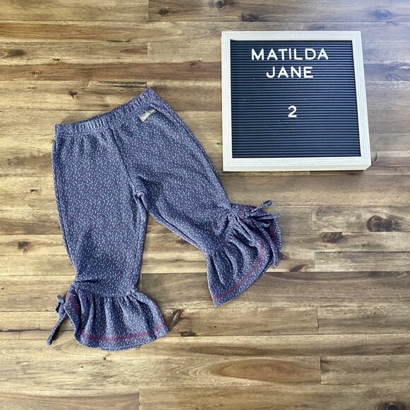 Matilda Jane Heart Soul Pride Kaleidoscope Big Ruffles Knit Pants Gray Red Capri - Picture 1 of 11